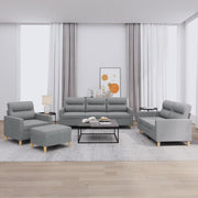 4-dijelni set sofa s jastucima svjetlosivi od tkanine