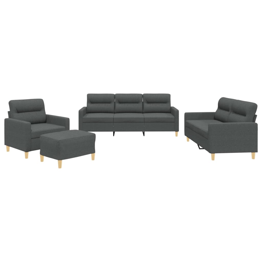 4-dijelni set sofa s jastucima tamnosivi od tkanine