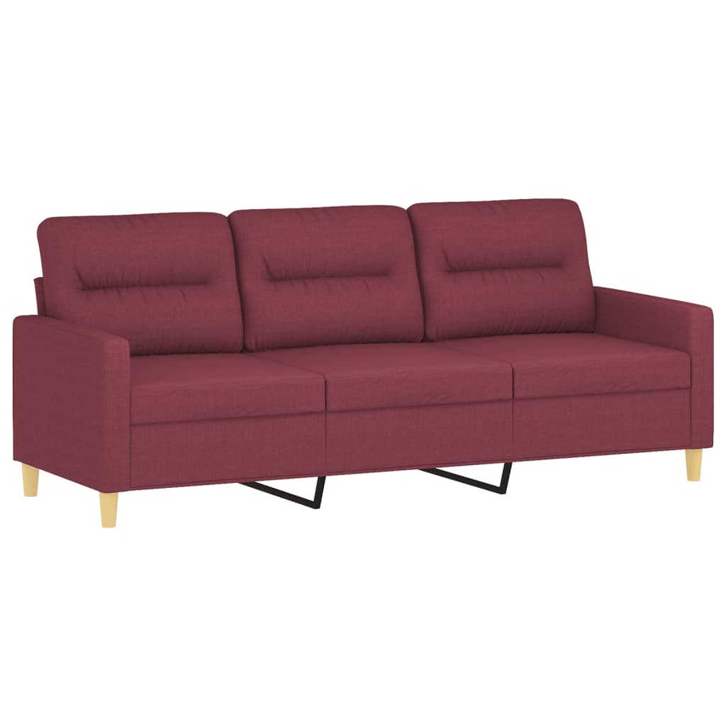 4-dijelni set sofa s jastucima crvena boja vina od tkanine
