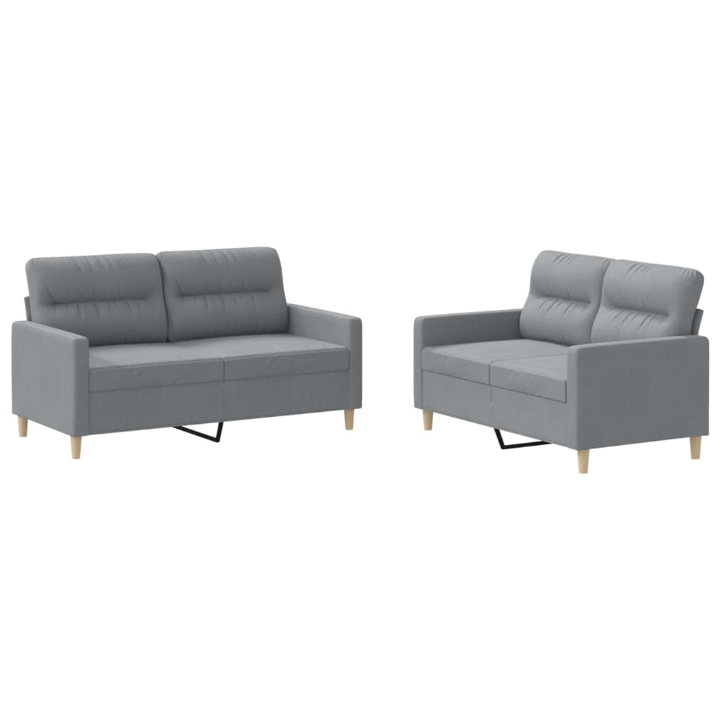 2-dijelni set sofa s jastucima svjetlosivi od tkanine