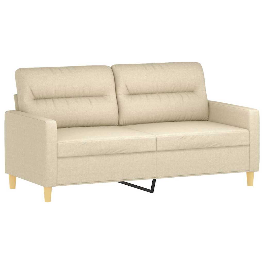 2-dijelni set sofa s jastucima krem od tkanine