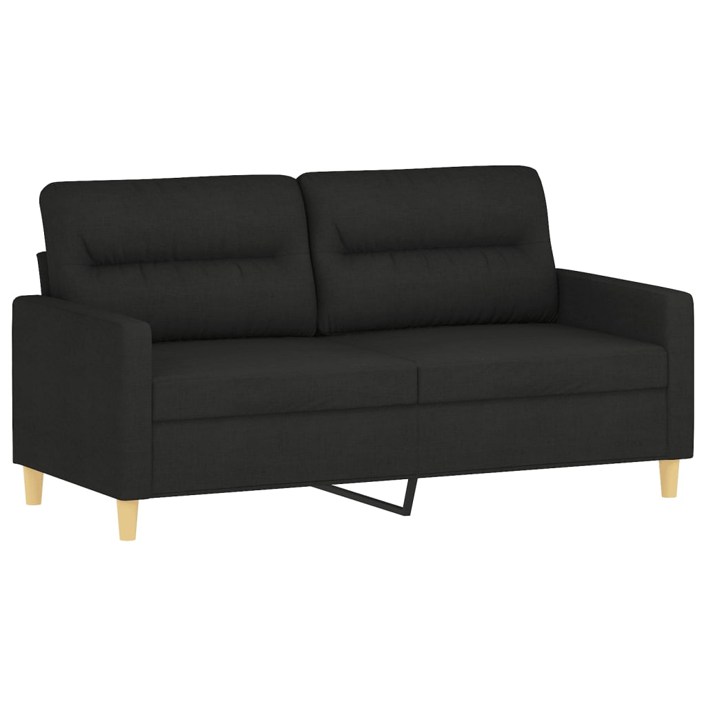2-dijelni set sofa s jastucima crni od tkanine
