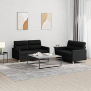 2-dijelni set sofa s jastucima crni od tkanine