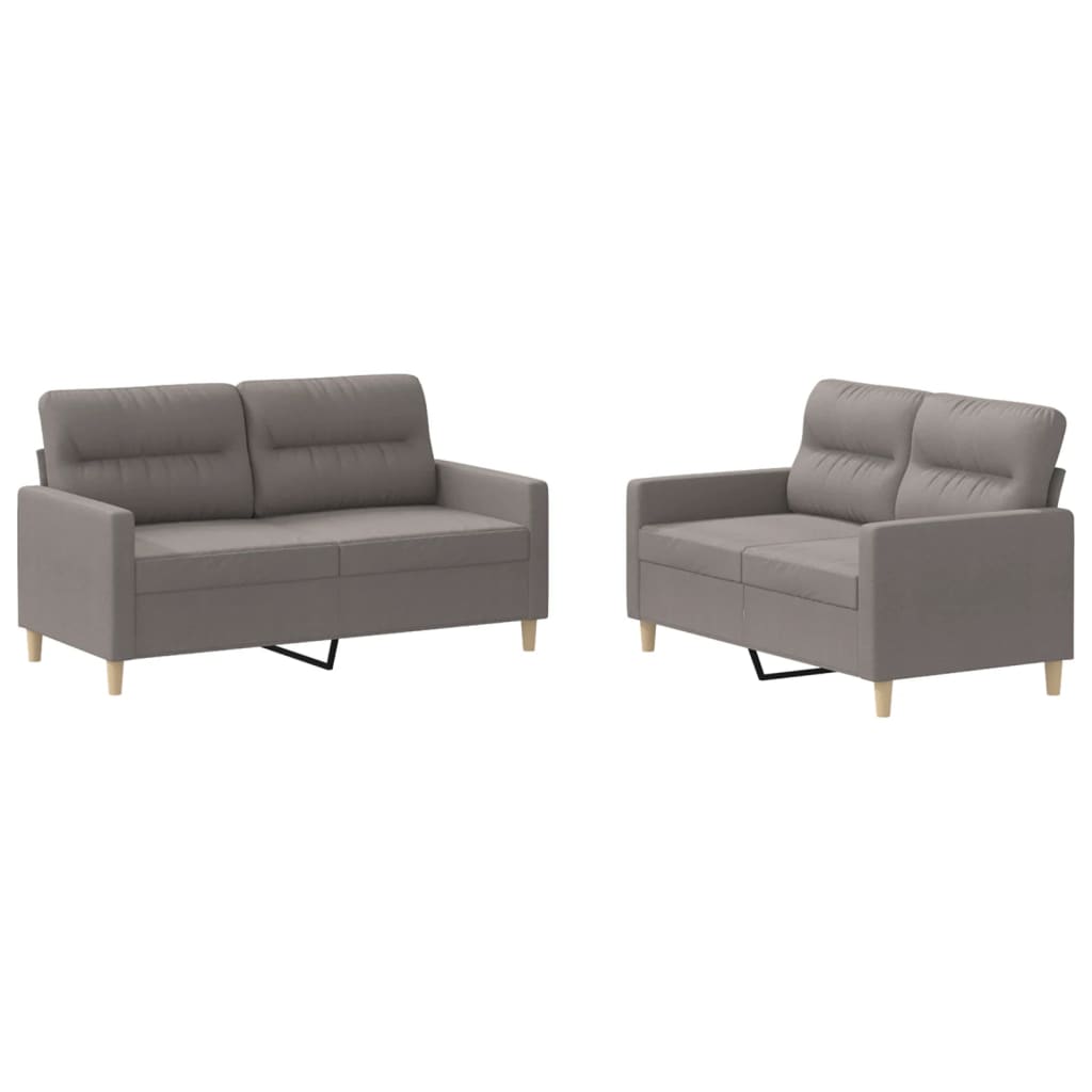 2-dijelni set sofa s jastucima smeđesivi od tkanine