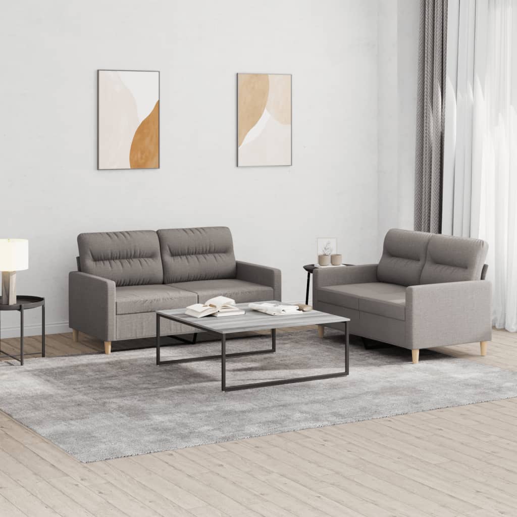 2-dijelni set sofa s jastucima smeđesivi od tkanine