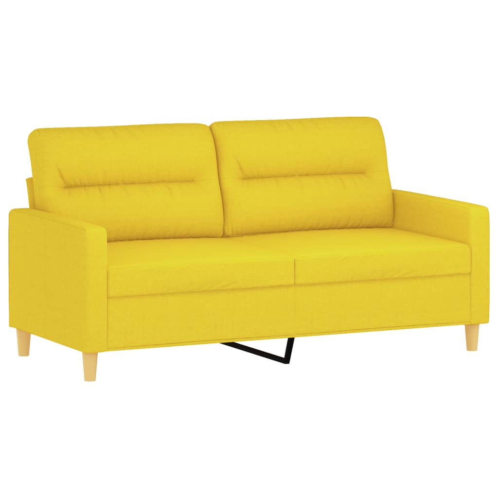 3-dijelni set sofa s jastucima svjetložuti od tkanine