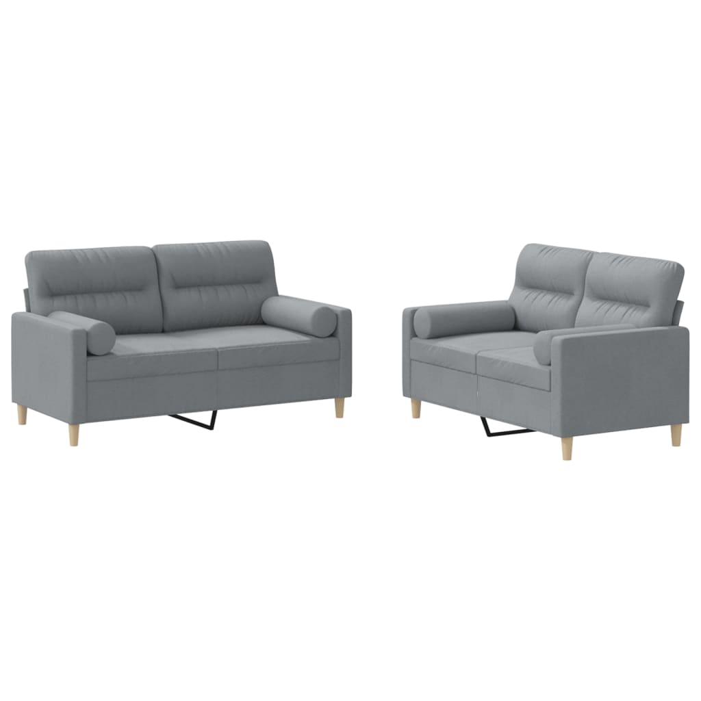2-dijelni set sofa s jastucima svjetlosivi od tkanine