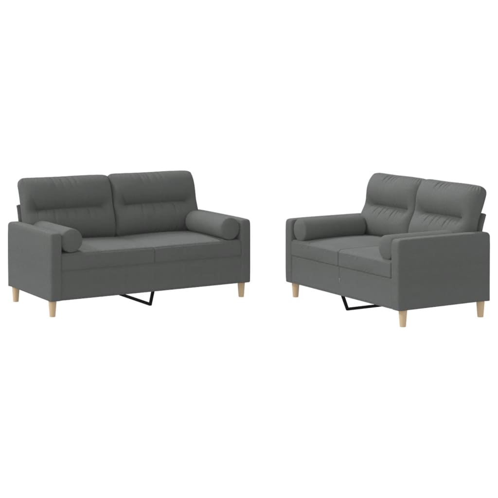 2-dijelni set sofa s jastucima tamnosivi od tkanine