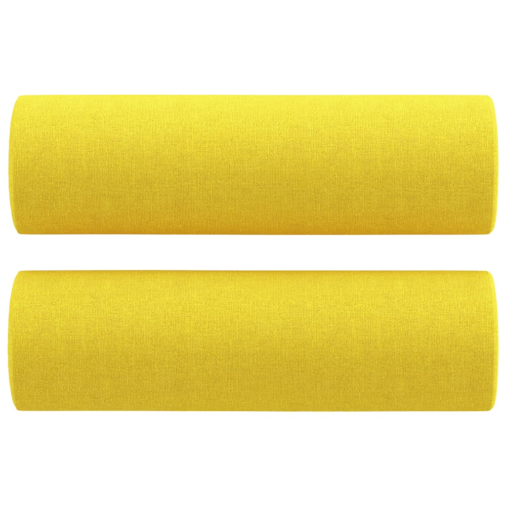 2-dijelni set sofa s jastucima svjetložuti od tkanine