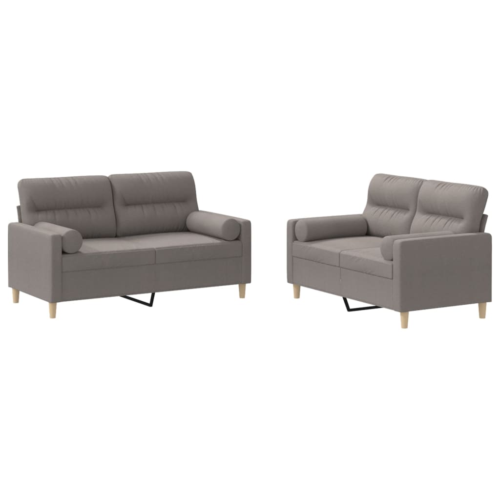 2-dijelni set sofa s jastucima smeđesivi od tkanine