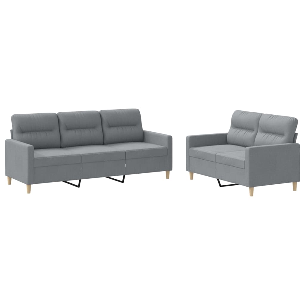 2-dijelni set sofa s jastucima svjetlosivi od tkanine