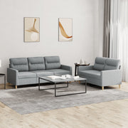 2-dijelni set sofa s jastucima svjetlosivi od tkanine