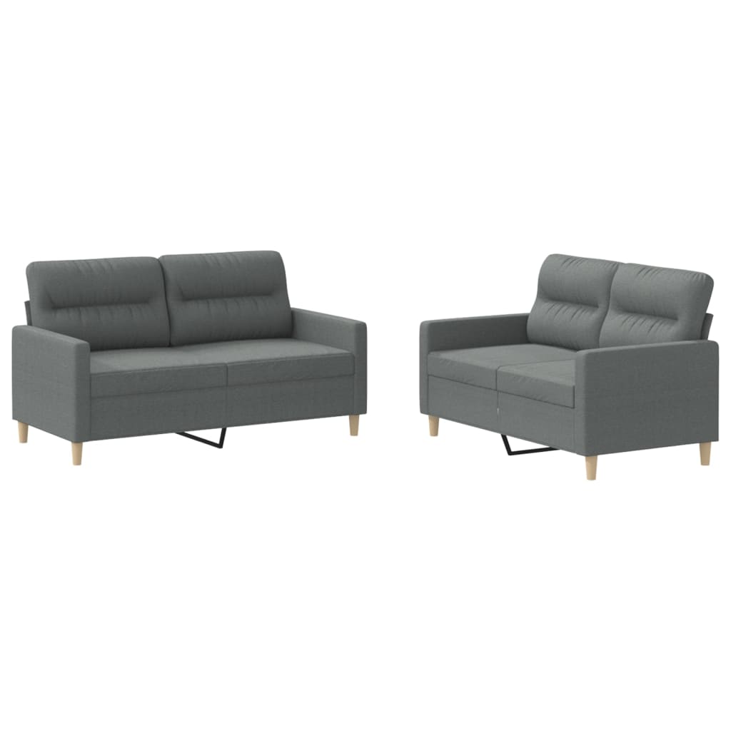 2-dijelni set sofa s jastucima tamnosivi od tkanine