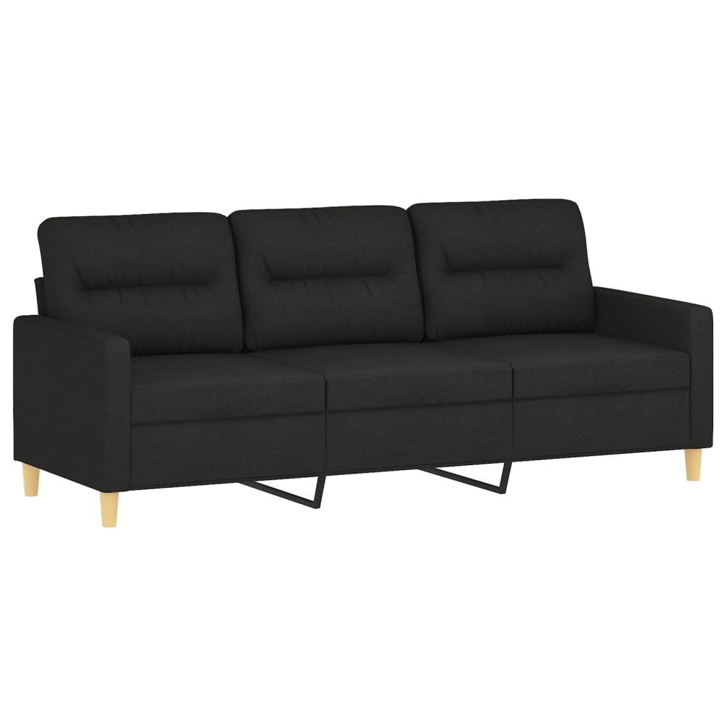 3-dijelni set sofa s jastucima crni od tkanine