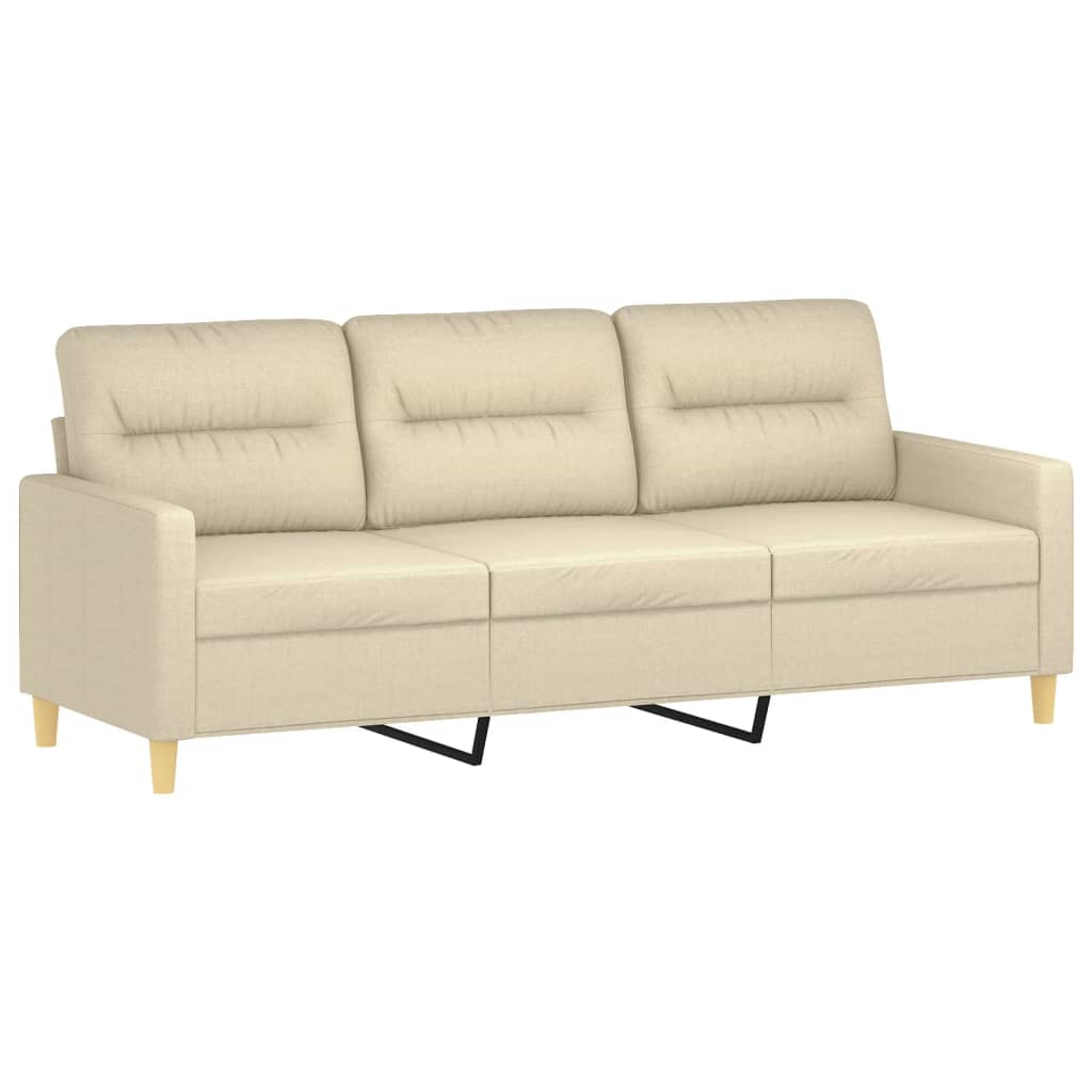 3-dijelni set sofa s jastucima krem od mikrovlakana
