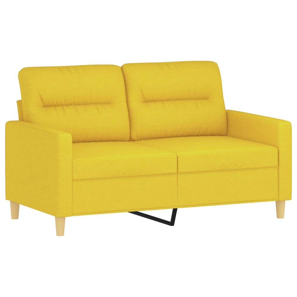 3-dijelni set sofa s jastucima svjetložuti od tkanine
