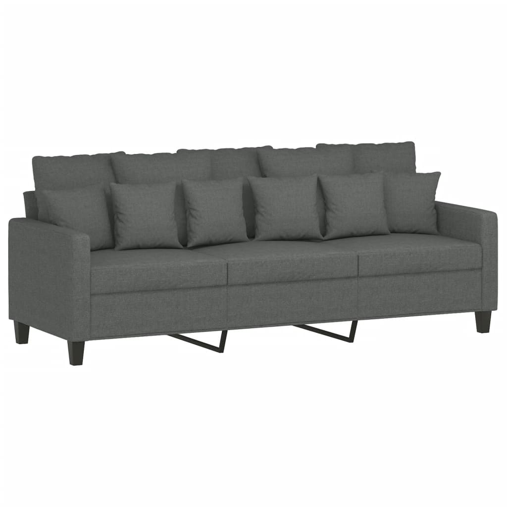 3-dijelni set sofa s jastucima tamnosivi od tkanine