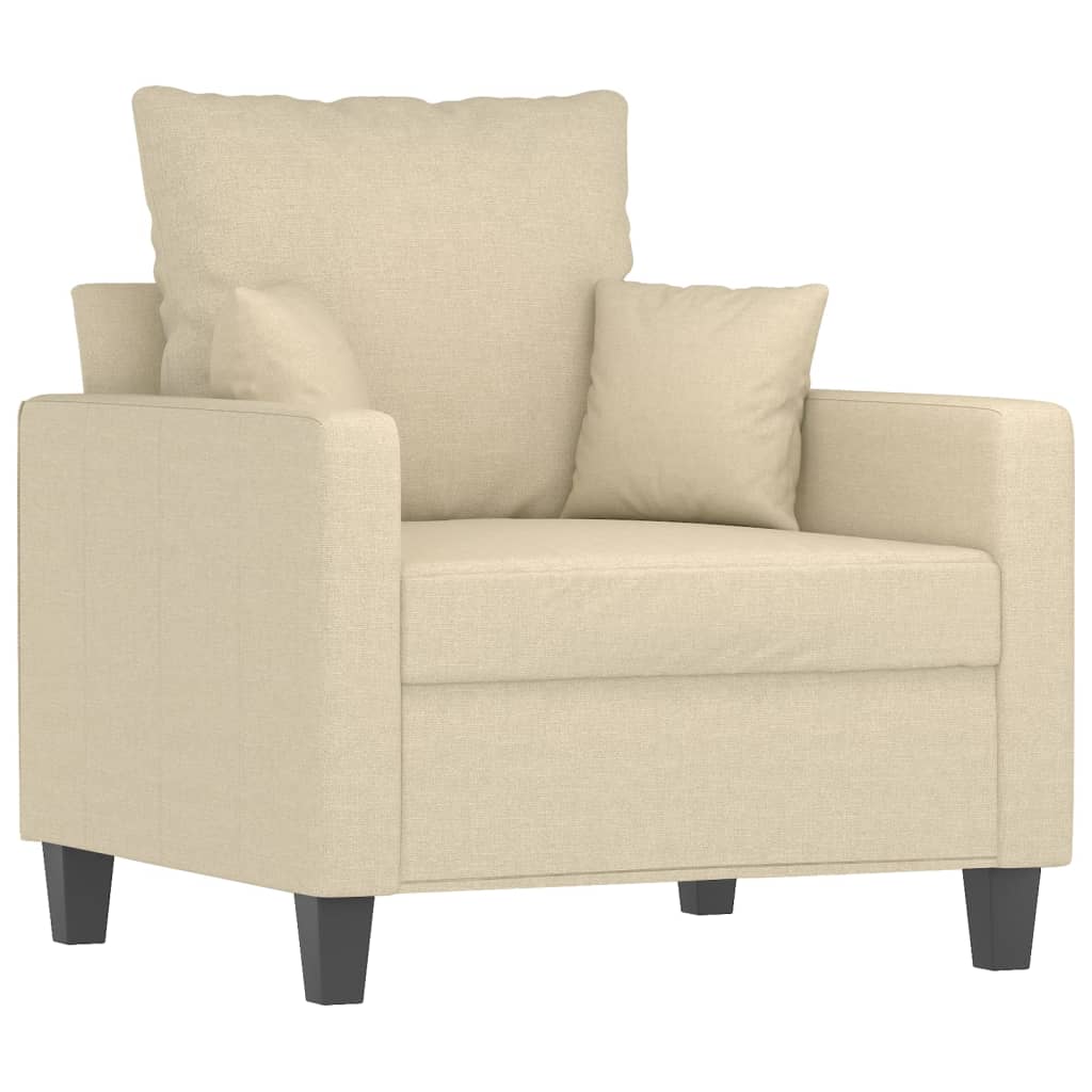 3-dijelni set sofa s jastucima krem od mikrovlakana