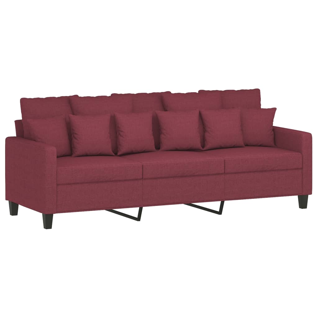 4-dijelni set sofa s jastucima crvena boja vina od tkanine