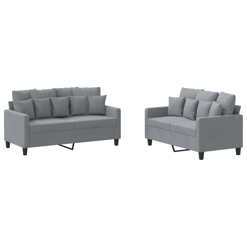 2-dijelni set sofa s jastucima svjetlosivi od tkanine