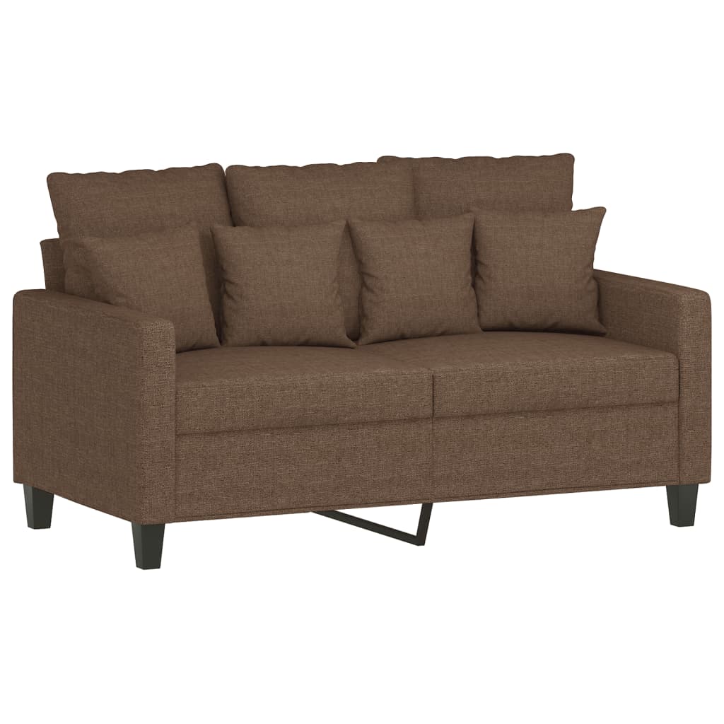 2-dijelni set sofa s jastucima smeđi od tkanine