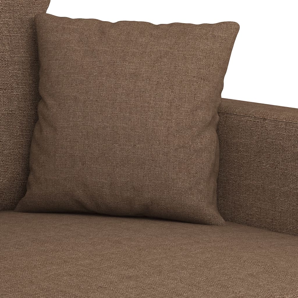 2-dijelni set sofa s jastucima smeđi od tkanine