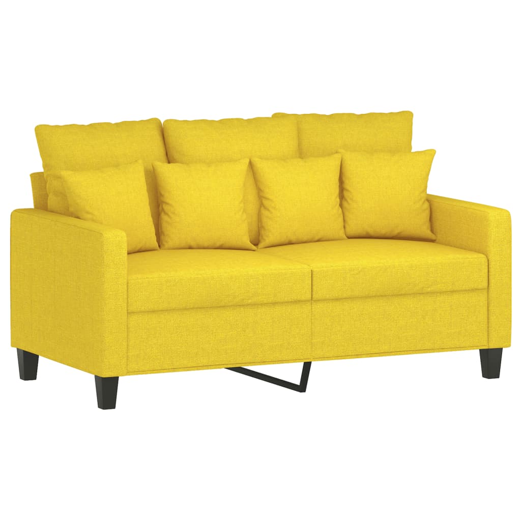 2-dijelni set sofa s jastucima svjetložuti od tkanine