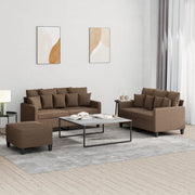 3-dijelni set sofa s jastucima smeđi od tkanine