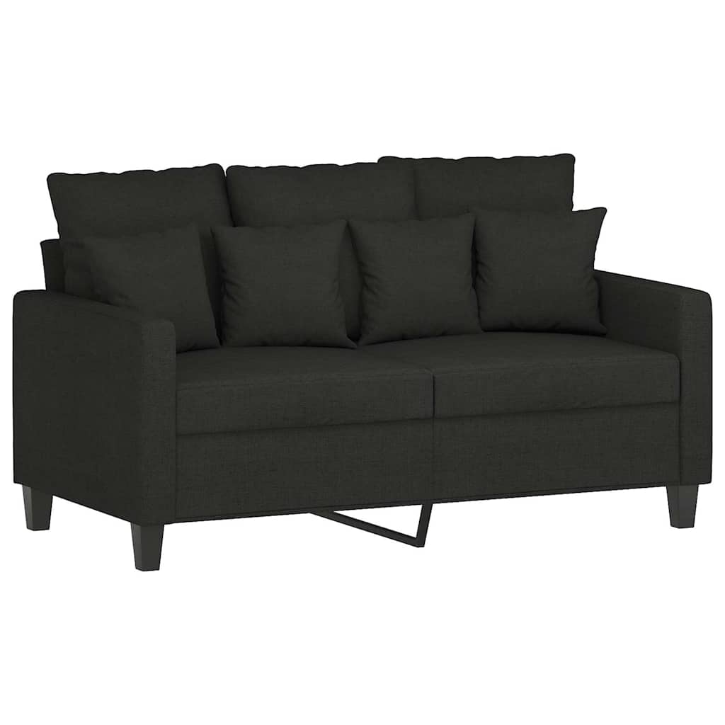 3-dijelni set sofa s jastucima crni od tkanine