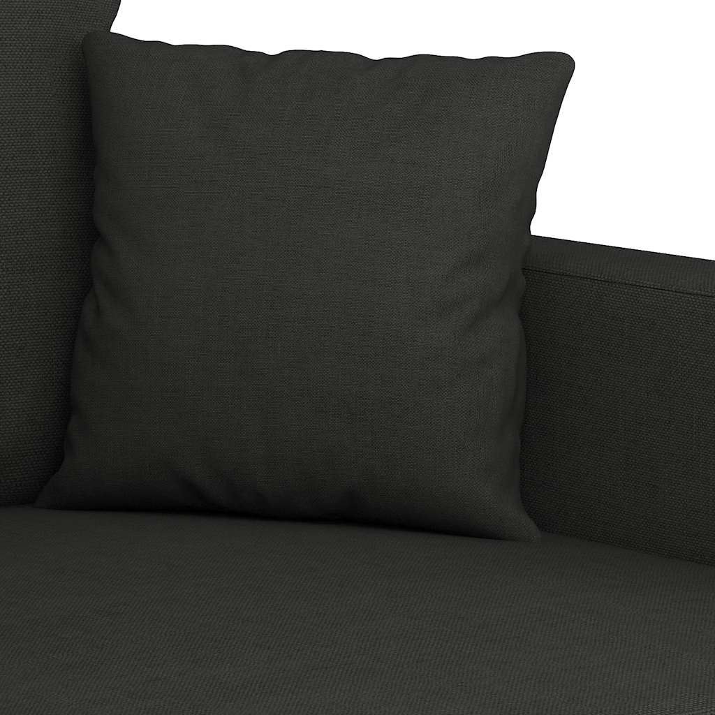 3-dijelni set sofa s jastucima crni od tkanine
