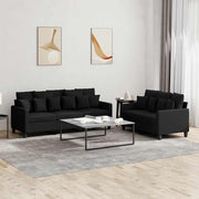 2-dijelni set sofa s jastucima crni od tkanine