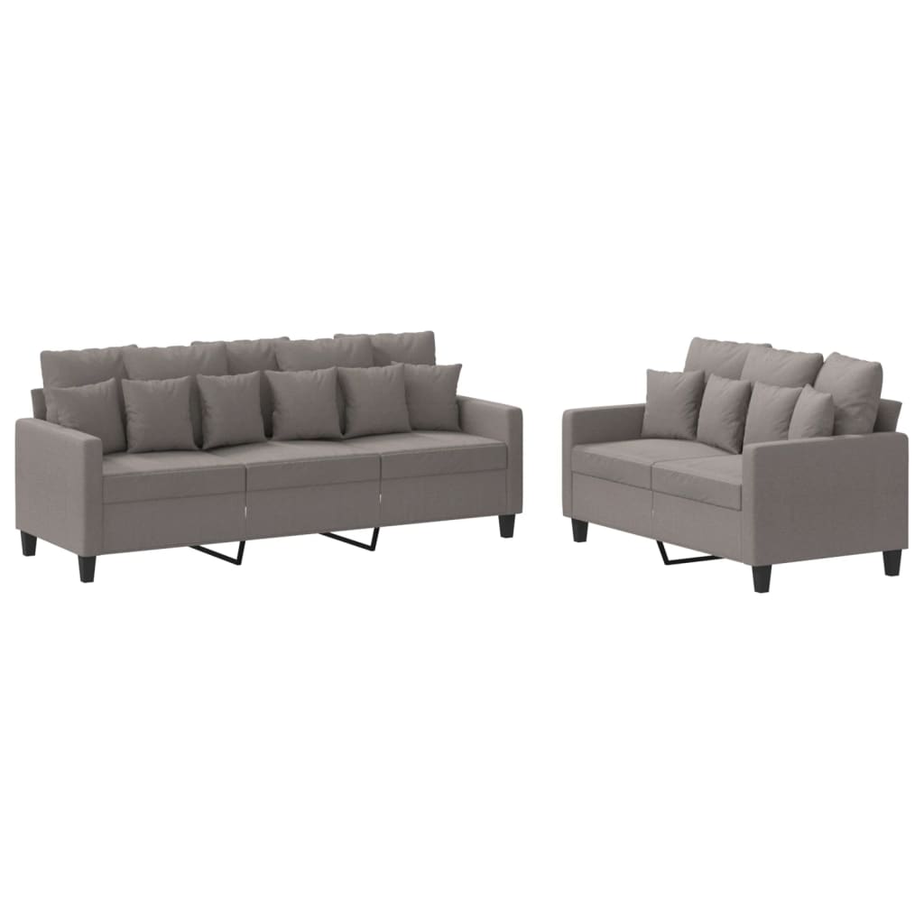 2-dijelni set sofa s jastucima smeđesivi od tkanine