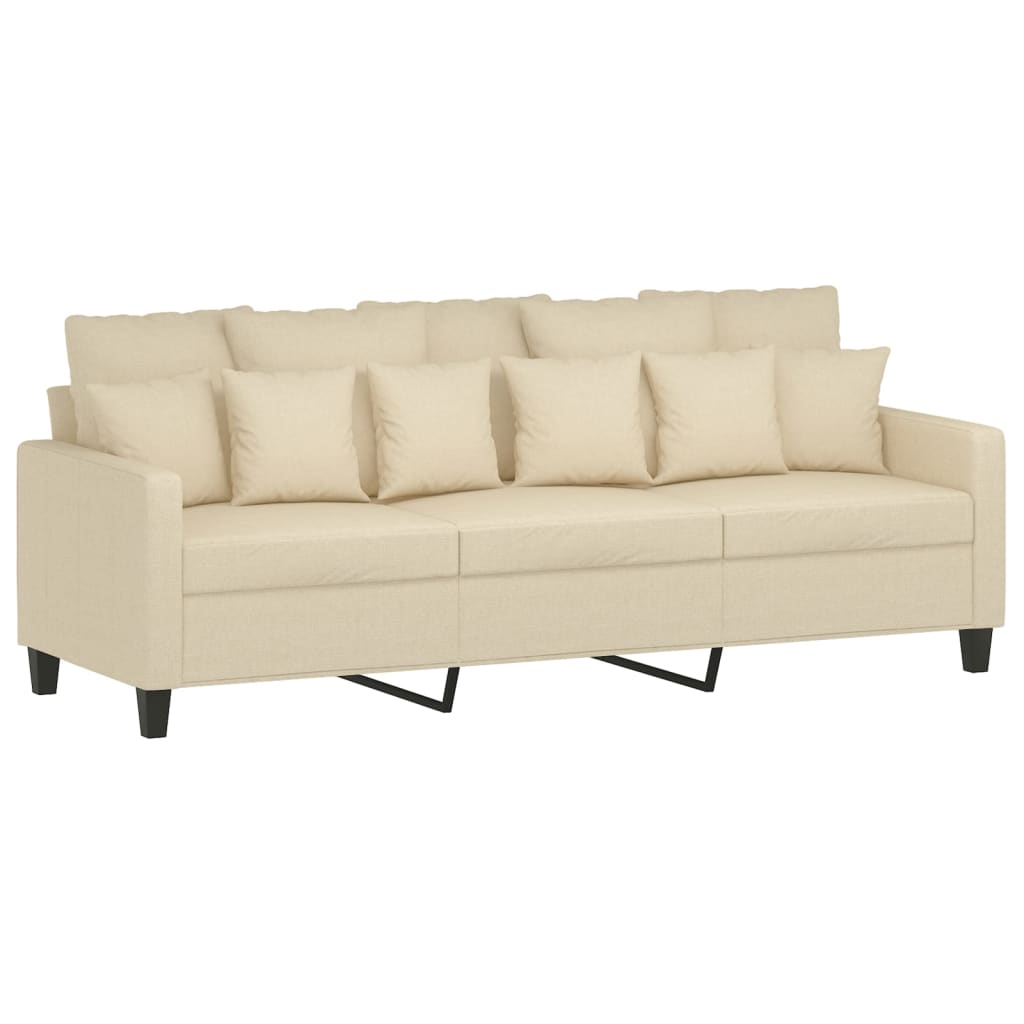 3-dijelni set sofa s jastucima krem od tkanine