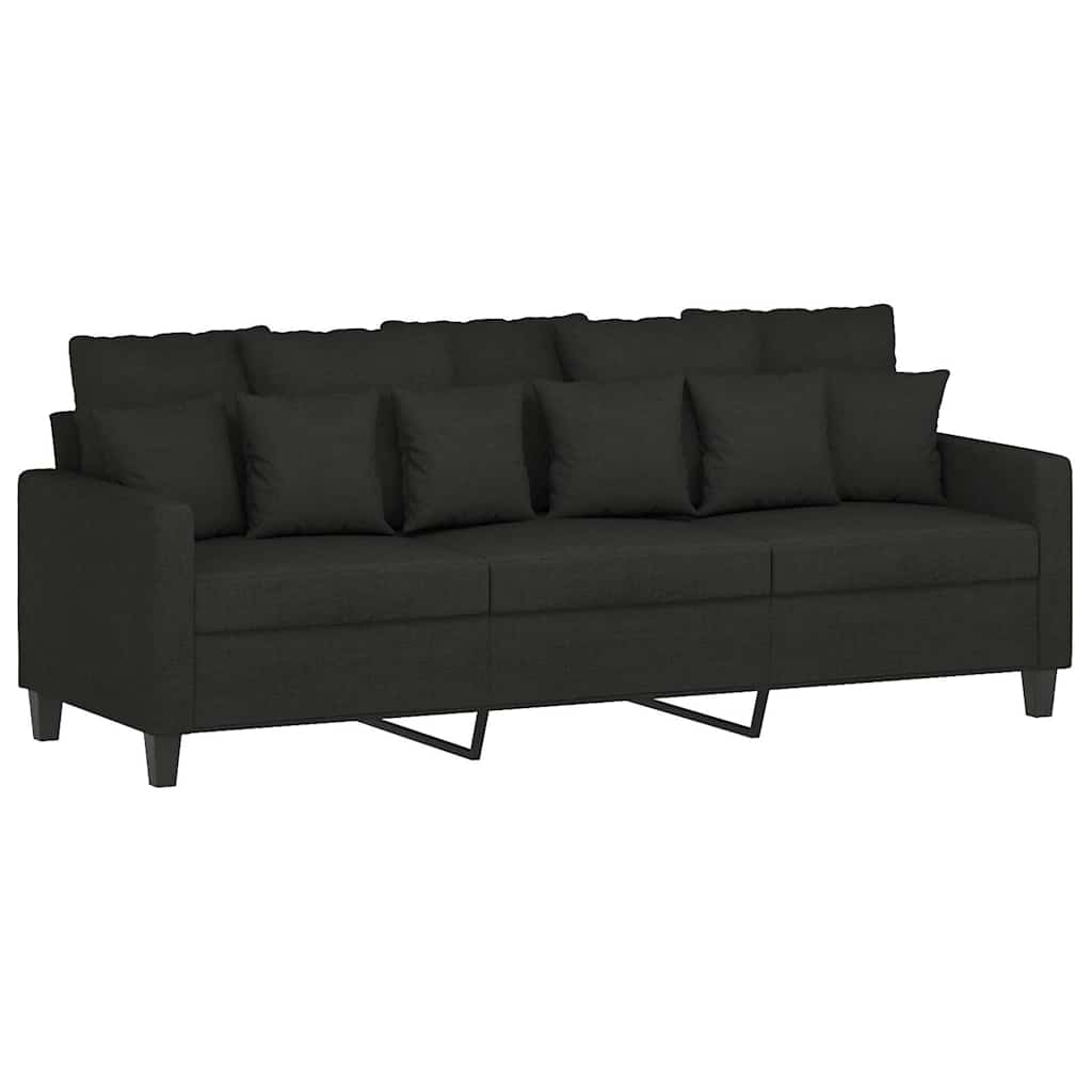 3-dijelni set sofa s jastucima crni od tkanine