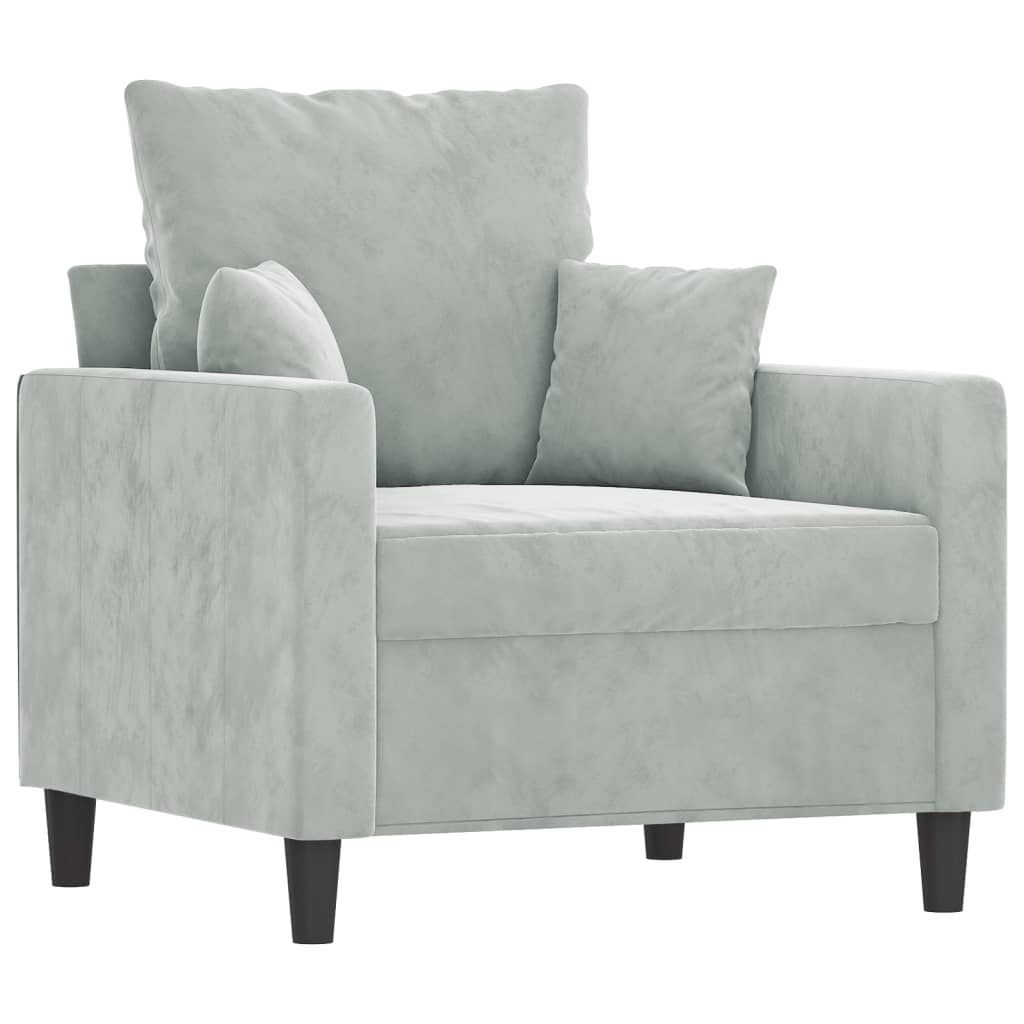 3-dijelni set sofa s jastucima svjetlosivi baršunasti