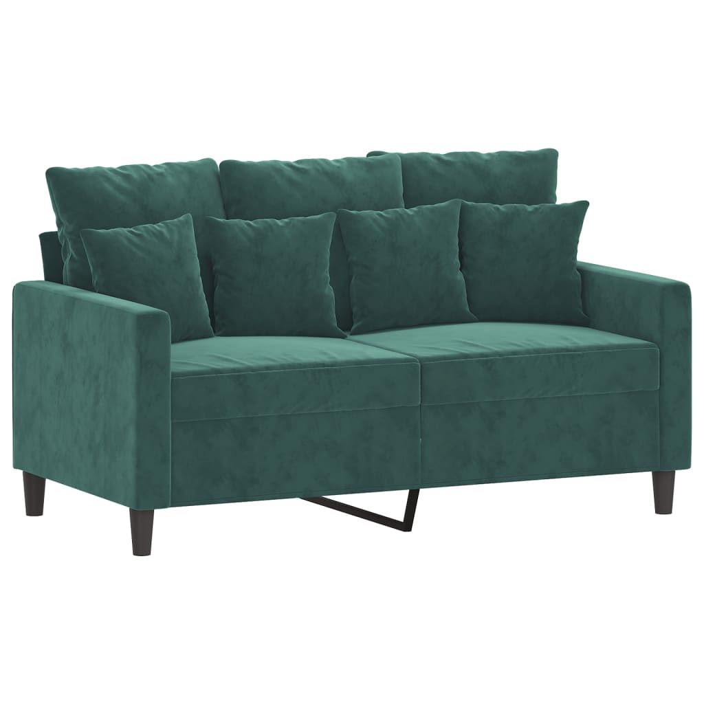 3-dijelni set sofa s jastucima tamnozeleni baršunasti