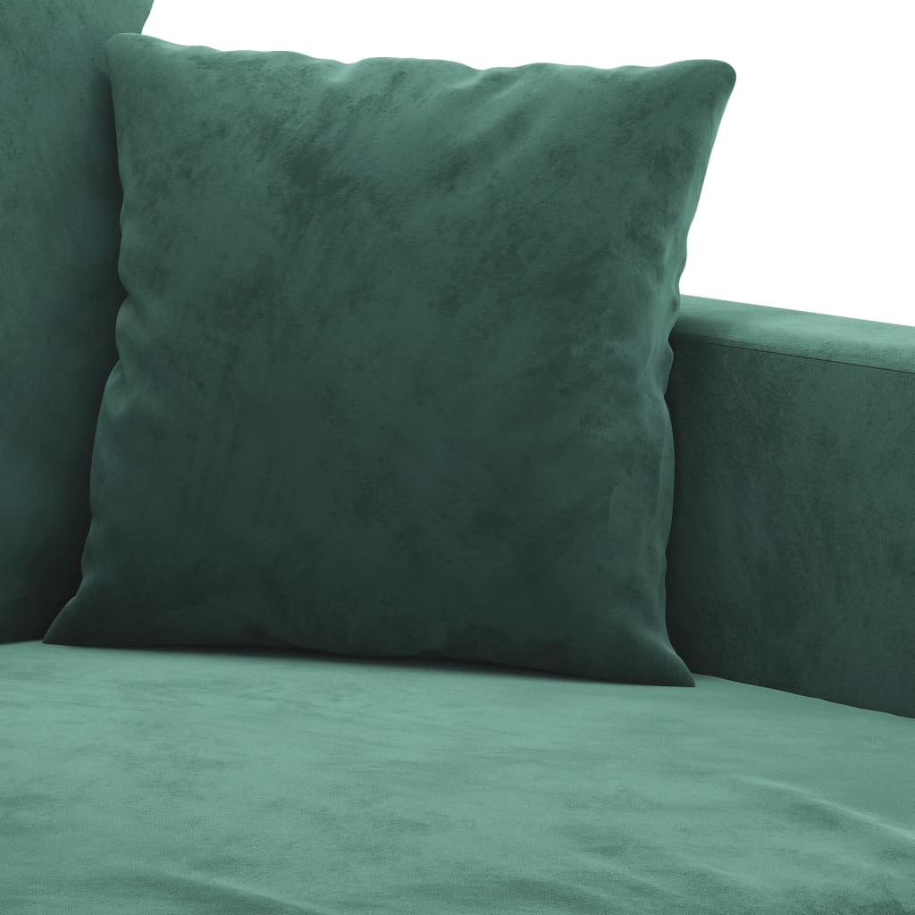 3-dijelni set sofa s jastucima tamnozeleni baršunasti