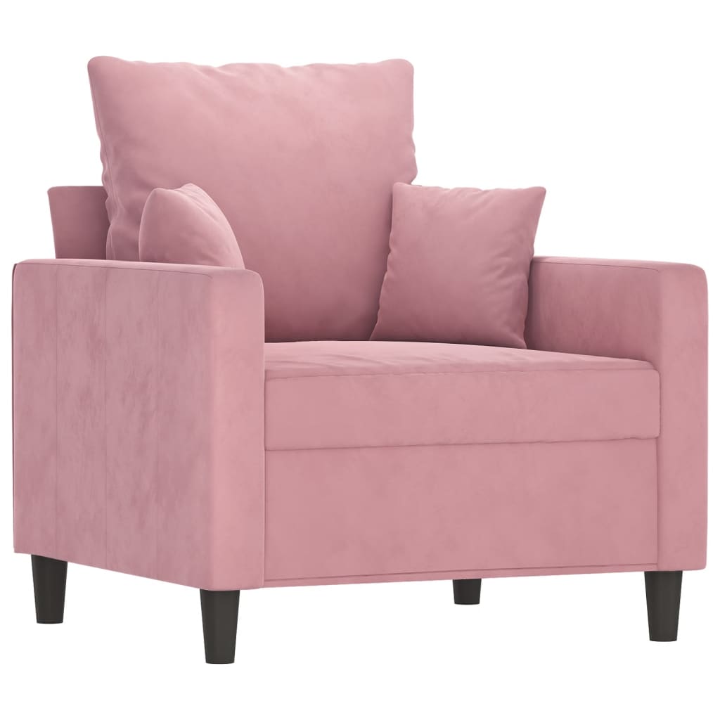 3-dijelni set sofa s jastucima ružičasti baršunasti