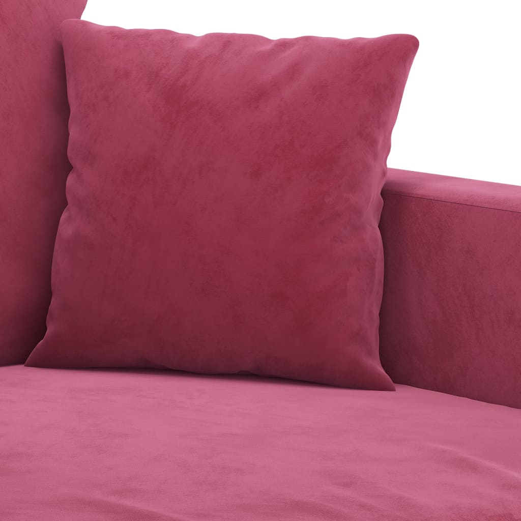 3-dijelni set sofa s jastucima crvena boja vina baršunasti
