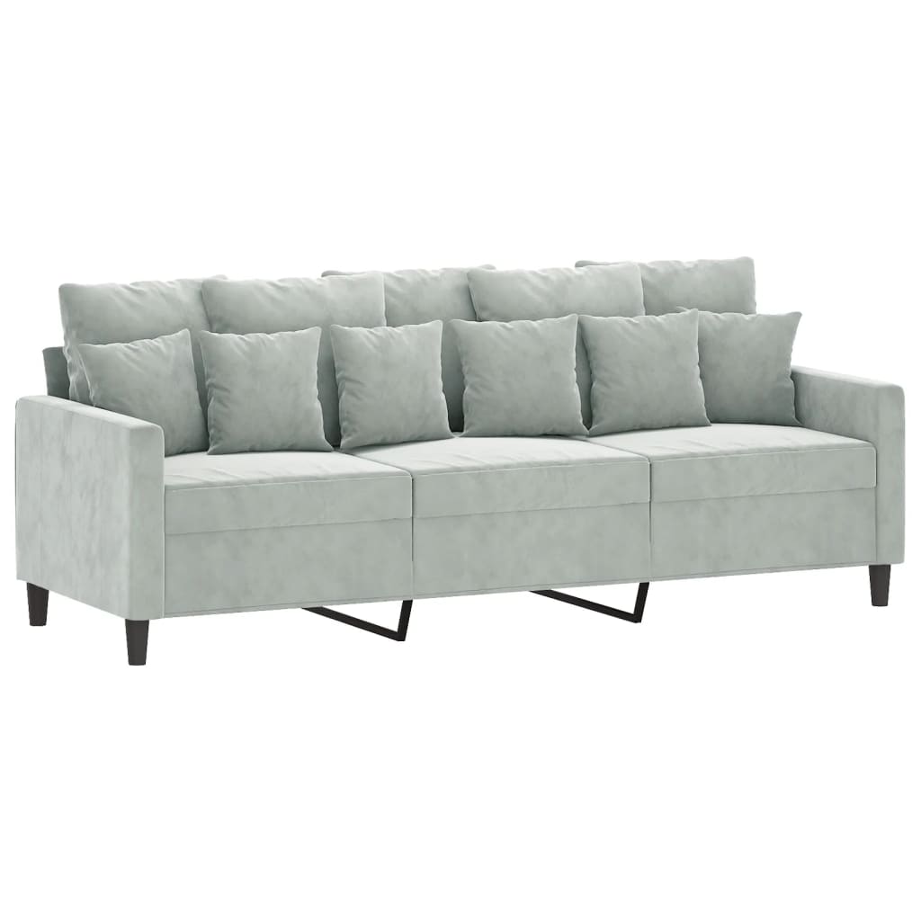 4-dijelni set sofa s jastucima svjetlosivi baršunasti