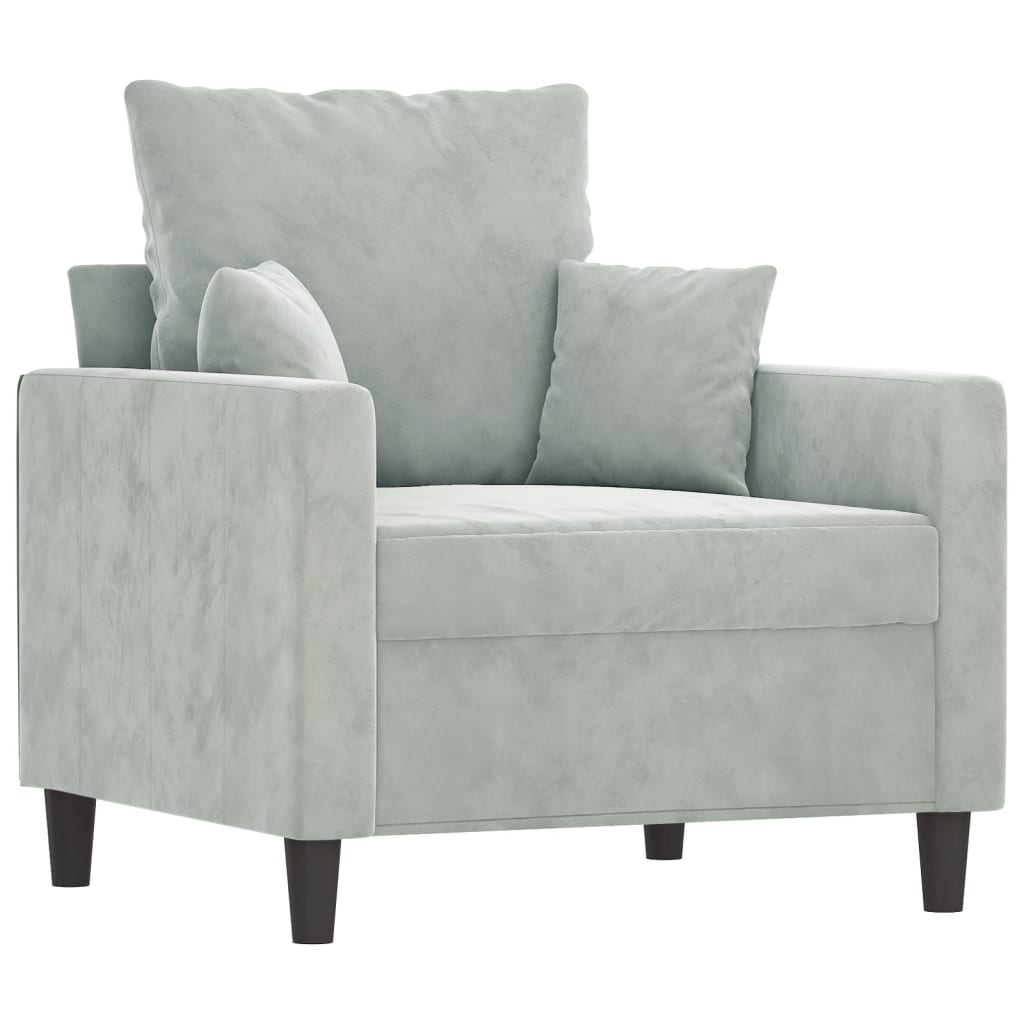 4-dijelni set sofa s jastucima svjetlosivi baršunasti
