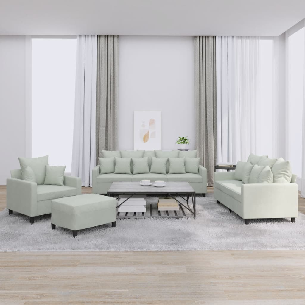 4-dijelni set sofa s jastucima svjetlosivi baršunasti