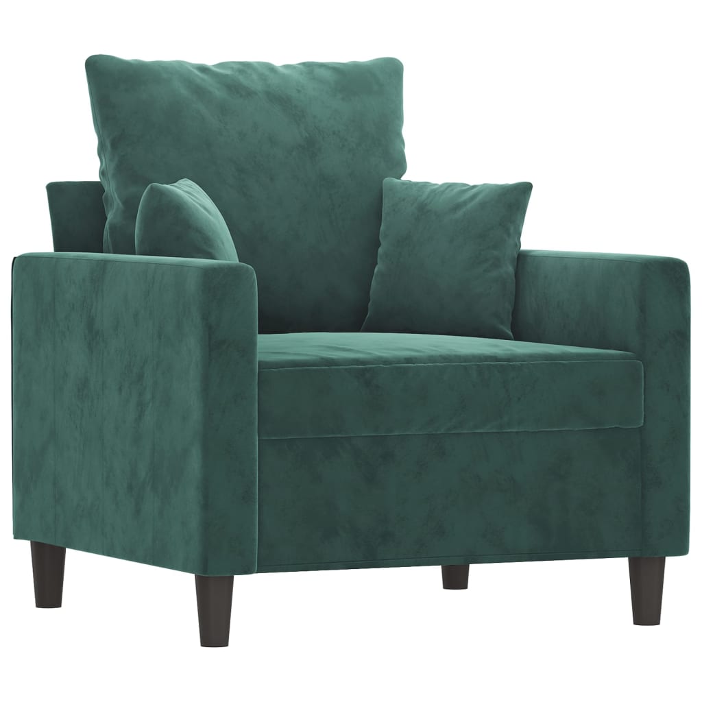 4-dijelni set sofa s jastucima tamnozeleni baršunasti