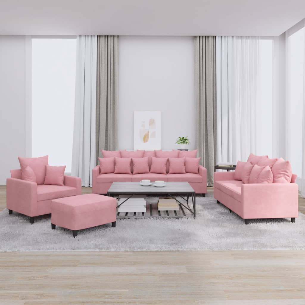 3-dijelni set sofa s jastucima baršunasti