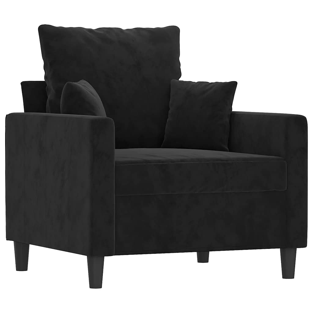 4-dijelni set sofa s jastucima crni baršunasti