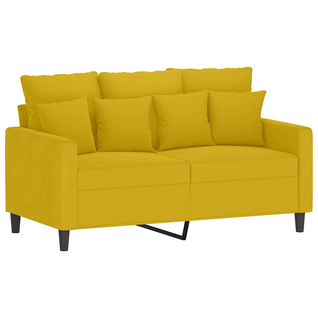 4-dijelni set sofa s jastucima žuti baršunasti