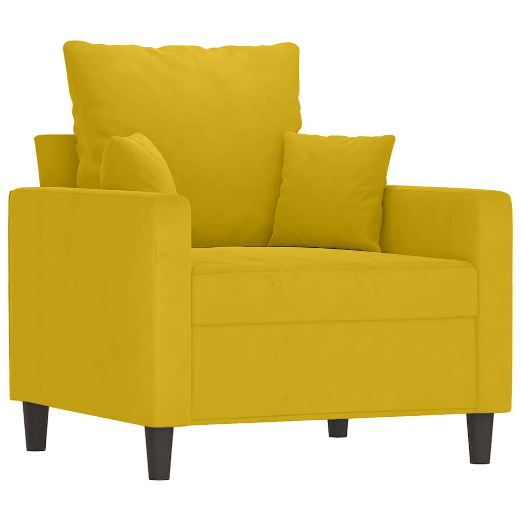 4-dijelni set sofa s jastucima žuti baršunasti Žuta