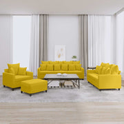 4-dijelni set sofa s jastucima žuti baršunasti