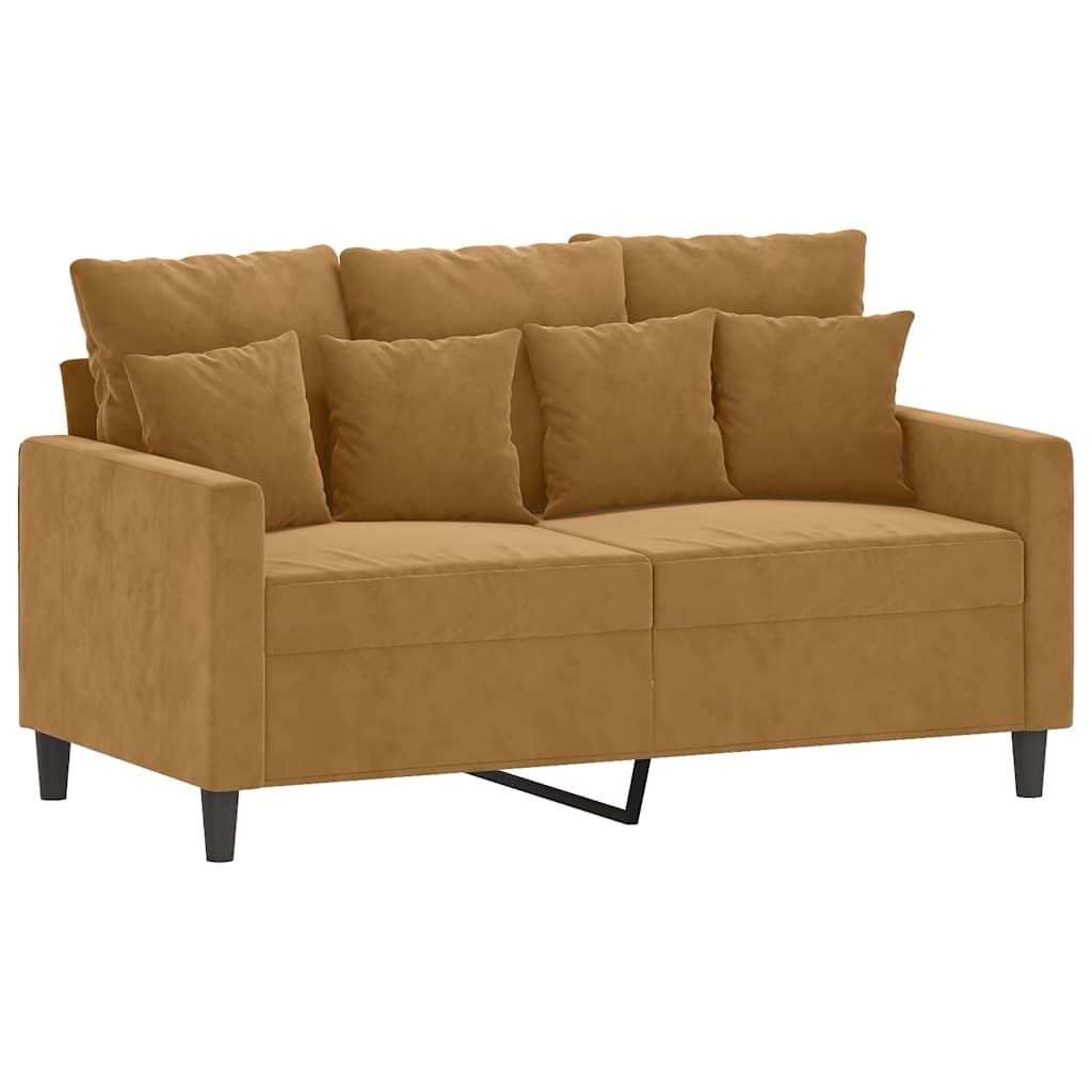 4-dijelni set sofa s jastucima smeđi baršunasti