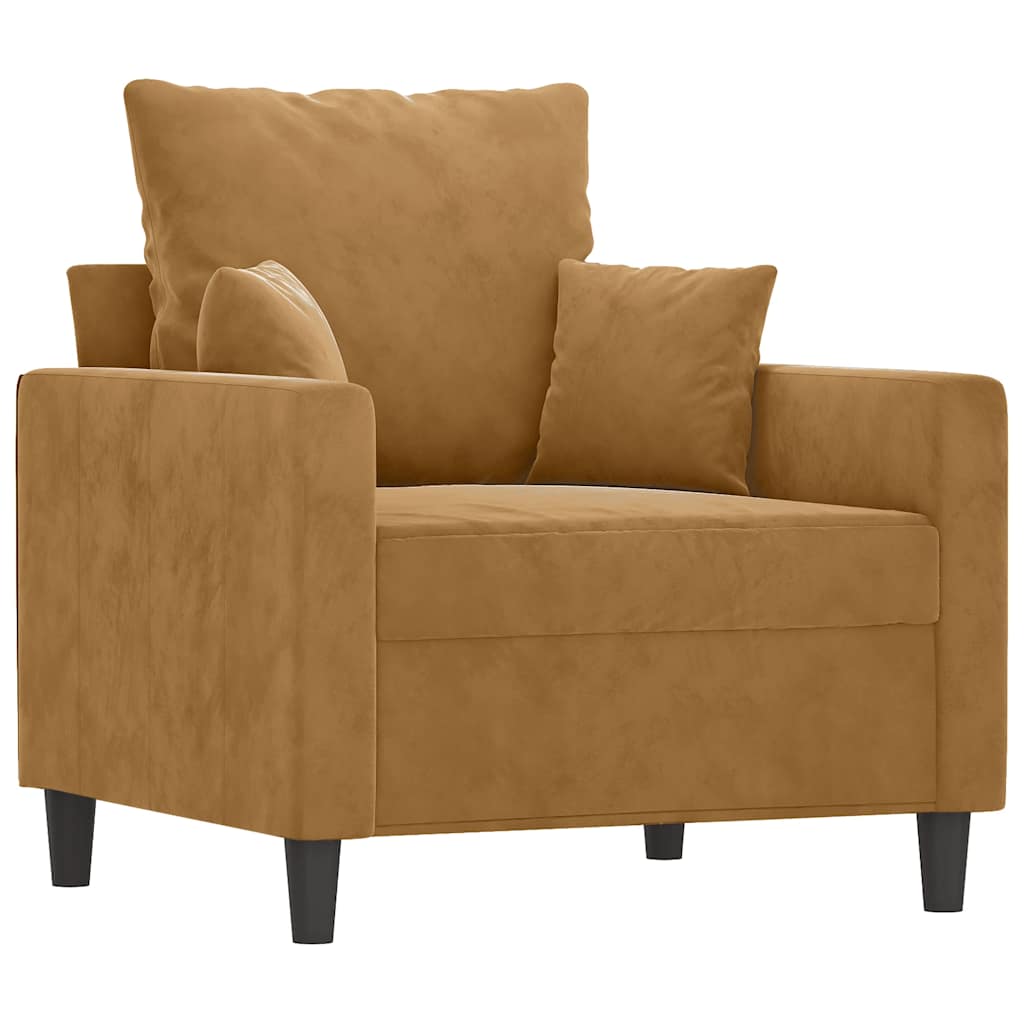 4-dijelni set sofa s jastucima smeđi baršunasti